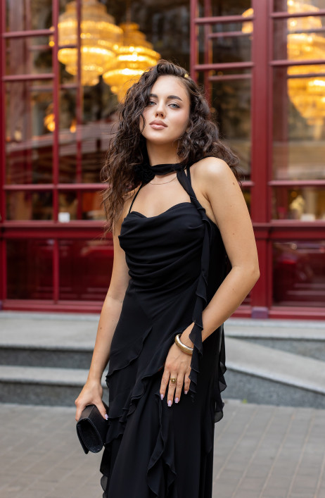 Black chiffon dress