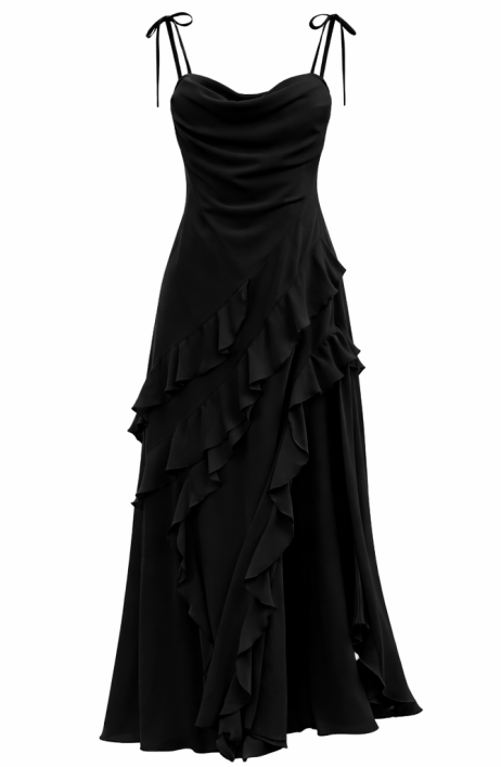Black chiffon dress