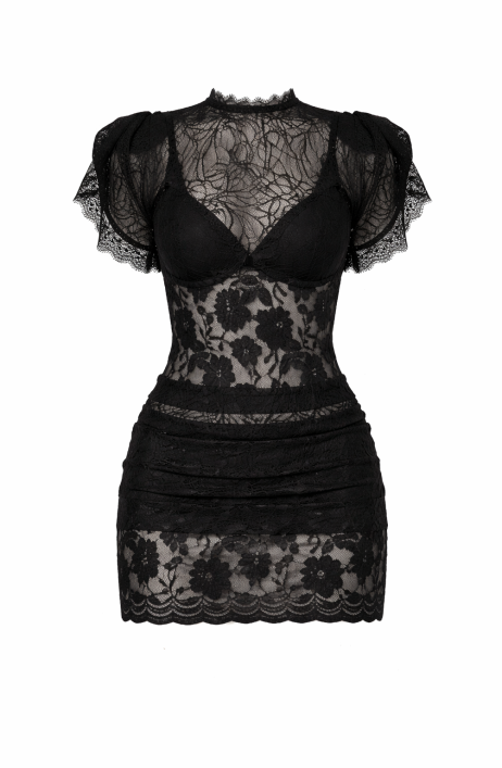 Black lace mini dress