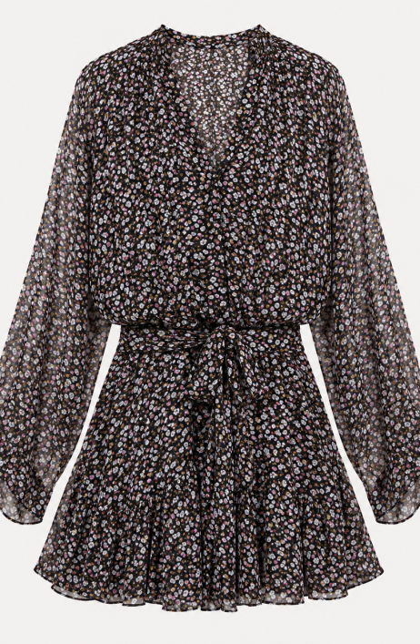 Black chiffon mini dress