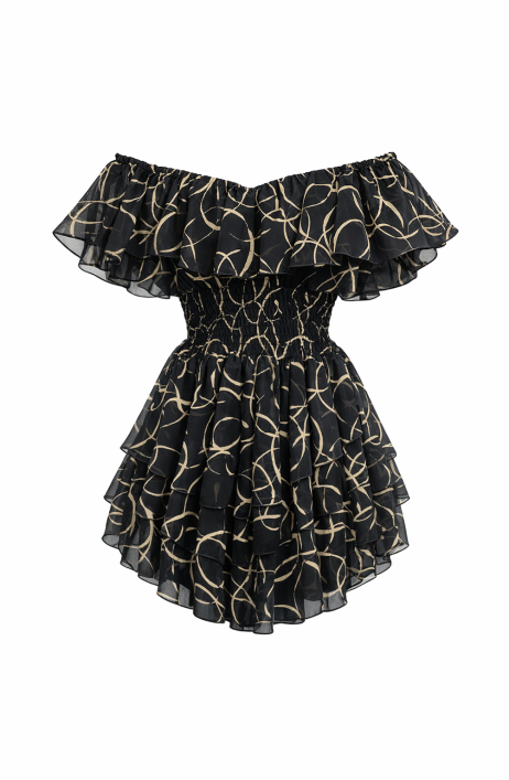 Black chiffon mini dress