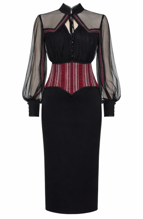 Black midi dress with corset