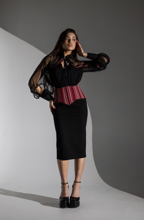 Black midi dress with corset