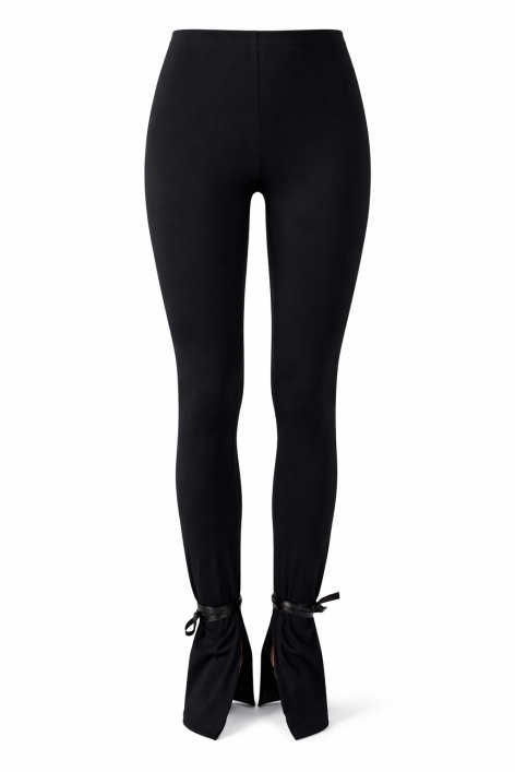 Black leggings with slits and ties