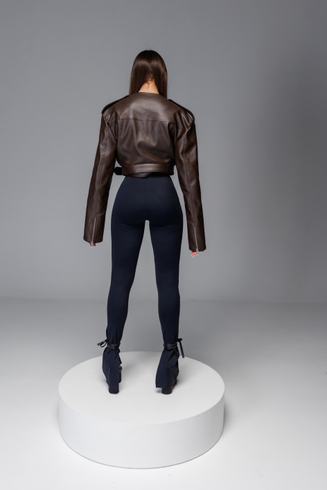 Black leggings with slits and ties