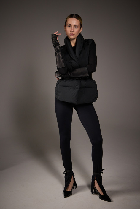 Black leggings with slits and ties