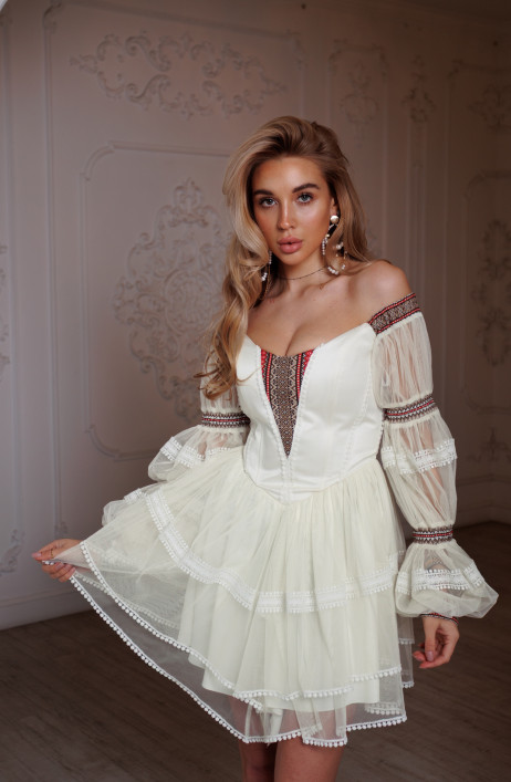 Айворі корсетна сукня міні
