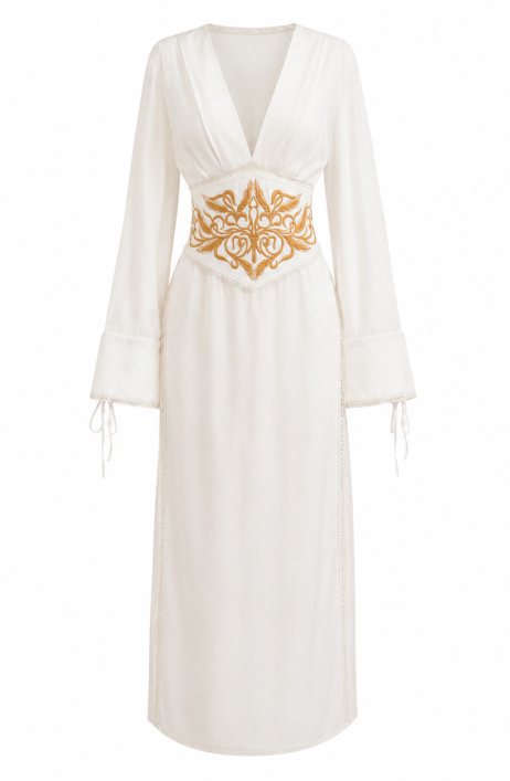 Сукня-міді з вишивкою біла